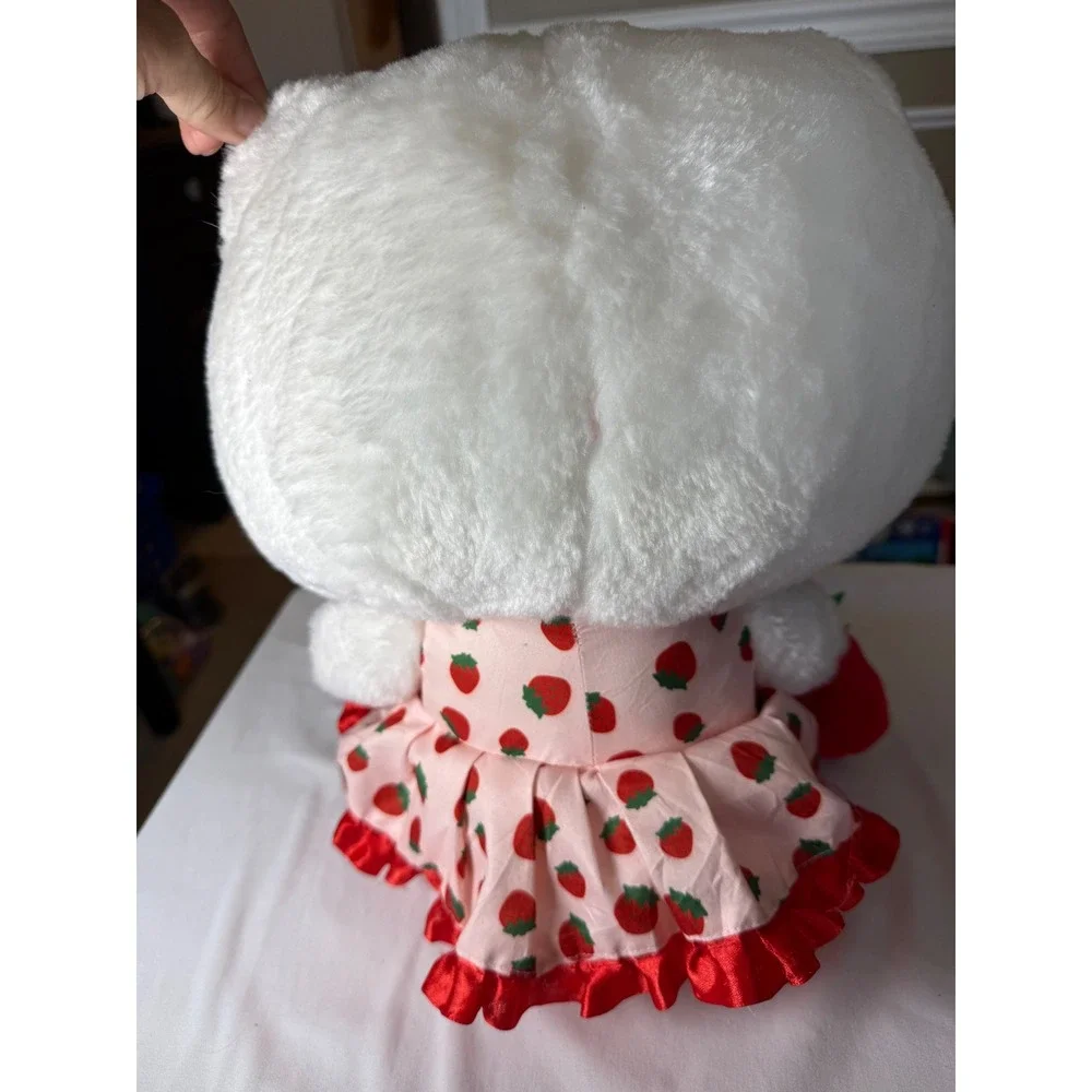Sanrio Hello Kitty Strawberry Dress Plush Doll Sparkle Eyes 13 Inch White Pink
